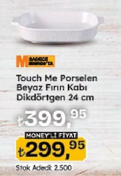 Touch Me Porselen Beyaz Fırın Kabı Dikdörgen 24 cm 