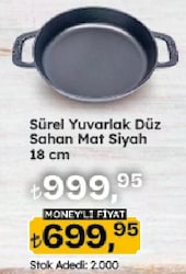 Sürel Yuvarlak Düz Sahan Mat Siyah 18 Cm
