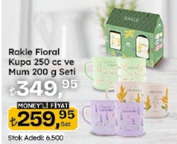 Rakle Floral Kupa 250 cc ve Mum 200 g Seti 