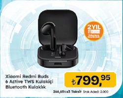 Xiaomi Redmi Buds 6 Active TWS Siyah Kulak İçi Bluetooth Kulaklık