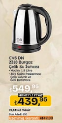 CVS DN-2318 Burgaz 1800 W 1.8 lt Çelik Kettle