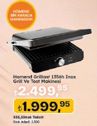 Homend Grillant 1356H 2000 W Inox Tost Makinesi