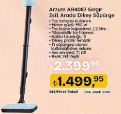 Arzum AR4087 Gırgır 2'si 1 Arada Dikey Elektrikli Süpürge