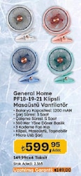 General Home PF18-19-21 Klipsli Masaüstü Vantilatör