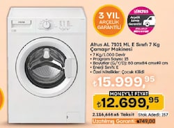Altus AL 7101 ML 7 kg 1000 Devir Çamaşır Makinesi