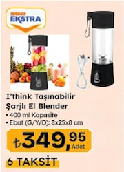 I'Think Taşınabilir Şarjlı El Blender 400 ml