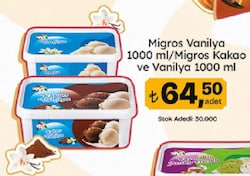 Migros Vanilya Dondurma 1 lt