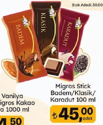 Migros Stick Bademli Dondurma 100 ml