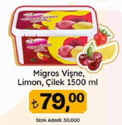 Migros Vişne & Limon & Çilek Dondurma 1.5 lt