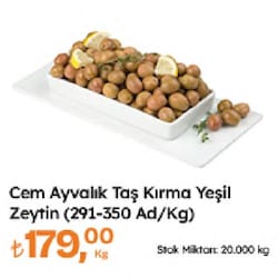 Cem 1 kg Ayvalık Taş Kırma Yeşil Zeytin