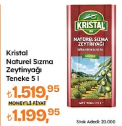 Kristal Dolgun Güçlü Natürel Sızma Zeytinyağı 5 lt