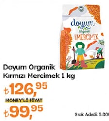 Doyum Organik Kırmızı Mercimek 1 kg