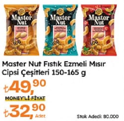 Master Nut Fıstık Ezmeli Deniz Tuzlu Mısır Cipsi 165 gr