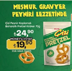 Ülker Çizi Peynir Kaplamalı Baharatlı Pretzel Kraker 70 gr