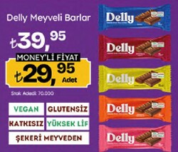 Delly Çikolata Kaplı Bademli & Muzlu Meyveli Bar 35 gr