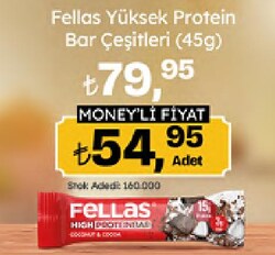 Fellas Hindistan Cevizi ve Kakaolu 45 gr Protein Bar