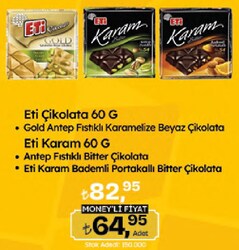 Eti Gold Antep Fıstıklı Kare Çikolata 60 gr