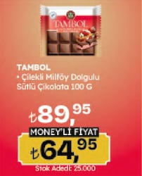Kahve Dünyası Tambol Çilekli Milföy Dolgulu Sütlü Çikolata 100 gr