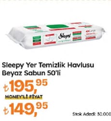Sleepy Easy Clean Beyaz Sabun Katkılı Mopa Uyumlu Yer Temizlik Havlusu 50 Yaprak