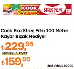 Cook Eko Streç Film Kayar Bıçak Hediyeli 100 M