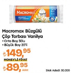 Macromax Vanilya Kokulu Büzgülü Orta Boy Çöp Poşeti 30'lu