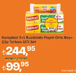 Koroplast 3 +1 Buzdolabı Poşeti Orta Boy + Çöp Torbası Set