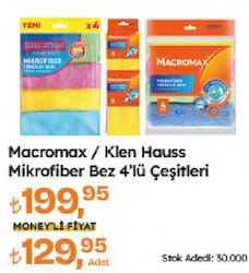 Macromax Clean & Coloro Rengarenk Mikrofiber Bez 4'lü