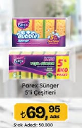 Parex 5'li Klasik Yeşil Oluklu Bulaşık Süngeri