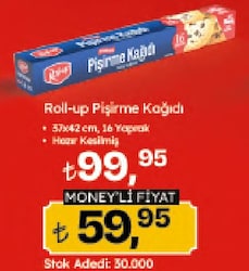 Roll-Up Kesilmiş 42x37 cm 16 Yaprak Yağlı Pişirme Kağıdı