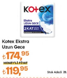 Kotex Ekstra Uzun Gece 9'lu Hijyenik Ped