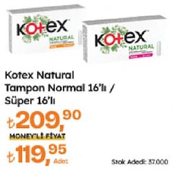 Kotex Tampon Natural Süper 16'lı