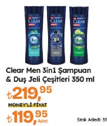Clear Men 3 in 1 Arındırıcı 350 ml Kepek Şampuanı ve Duş Jeli