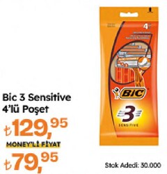 Bic 3 Sensitive Kullan At 4'lü Tıraş Bıçağı