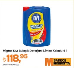 Migros Limon Kokulu 4 lt Sıvı Bulaşık Deterjanı