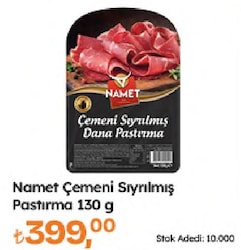 Namet 130 gr Çemeni Sıyrılmış Dilimli Pastırma