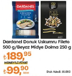 Dardanel Dondurulmuş Uskumru Fileto 500 G