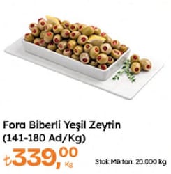Fora 141-180 Ad/Kg Biberli Yeşil Zeytin