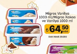 Migros Vanilya Dondurma 1 lt