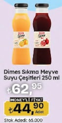 Dimes Sıkma Meyve Suyu 250 ml