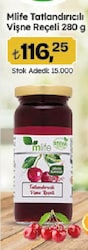 M Life Tatlandırıcılı 280 gr Vişne Reçeli