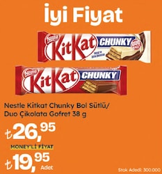 Nestle Kitkat Chunky Bol Sütlü Çikolatalı Gofret 38 gr