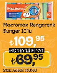 Macromax Rengarenk 10'lu Bulaşık Süngeri