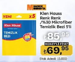 Klen Hauss %30 Mikrofiber Temizlik Bezi 5'li