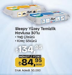 Sleepy Easy Clean Süper Yağ Çözücü Temizlik Havlusu 30 Yaprak