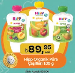 Hipp Organik Çilekli Muzlu Elmalı Meyve Püresi 100 gr
