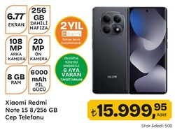 Xiaomi Redmi Note 15 8/256 GB Cep Telefonu