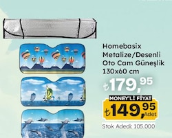 Homebasix Metalize/Desenli Oto Cam Güneşlik 130x60 cm