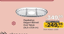 Paşabahçe Elegant Bölmeli Oval Tabak 16,3x27,8 cm