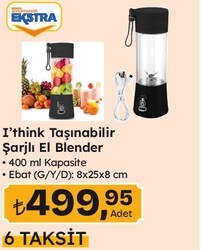 I'think Taşınabilir Şarjlı El Blender 400 ml