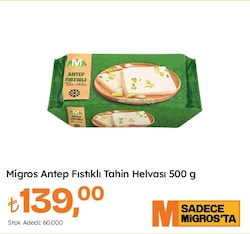Migros Antep Fıstıklı Tahin Helvası 500 g